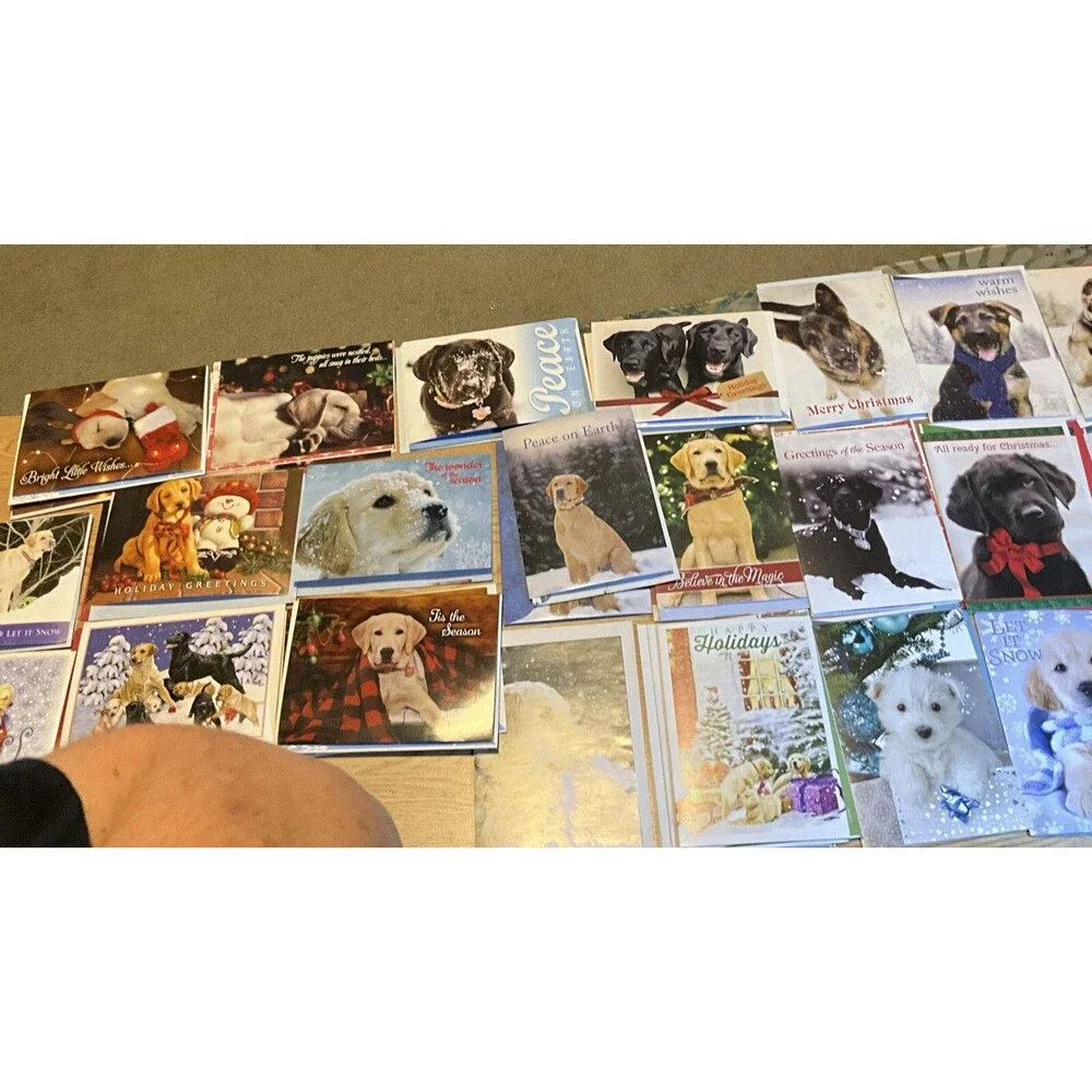 Mixed Brands NEW  Un-Used Christmas Cards DOGS With Envelopes! Lot Of 43 Vintage